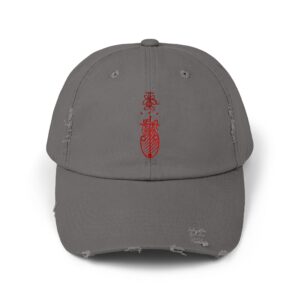 Unisex Distressed Cap with Taoist Protection Talisman - Nickel, One size