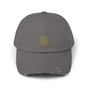 Unisex Distressed Cap Featuring Taoist Golden Light Mantra - Nickel, One size