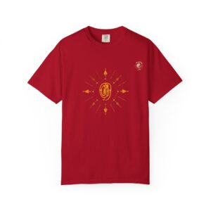 Unisex T-shirt Featuring Golden Light Mantra - Red, XL
